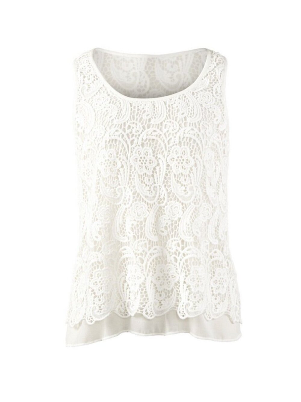 CAbi #800 Bobbin Lace Top White Ivory Cream Tank Shirt Medium